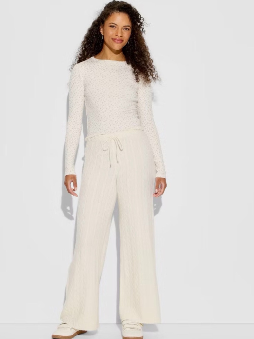Wild Fable Cream Wide-Leg Drawstring Knit Pants- SIZE LARGE/UNUSED